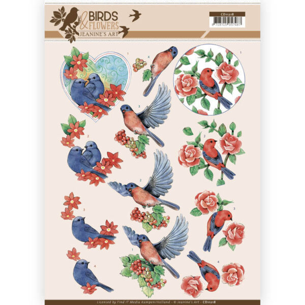 CD11218 3D Knipvel - Jeanine's Art - Birds and Flowers - Blue Birds