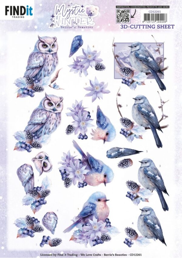 3D Cutting Sheets - Berries Beauties - Mystic Winter - Mystic Birds CD12261