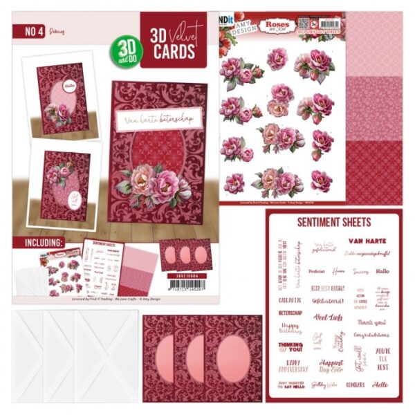 3D and Do - Velvet Cards A6 - Amy Design - Peonies 3DVC10004