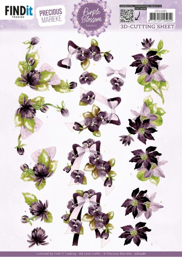 3D Cutting Sheet - Precious Marieke - Purple Blossom - Purple CD12281