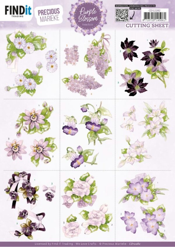 Cutting Sheet - Precious Marieke - Purple Blossom - Mini