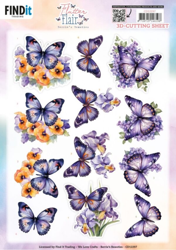 3D Cutting Sheet - Berries Beauties - Flutter Flair - Purple Flutters CD12297