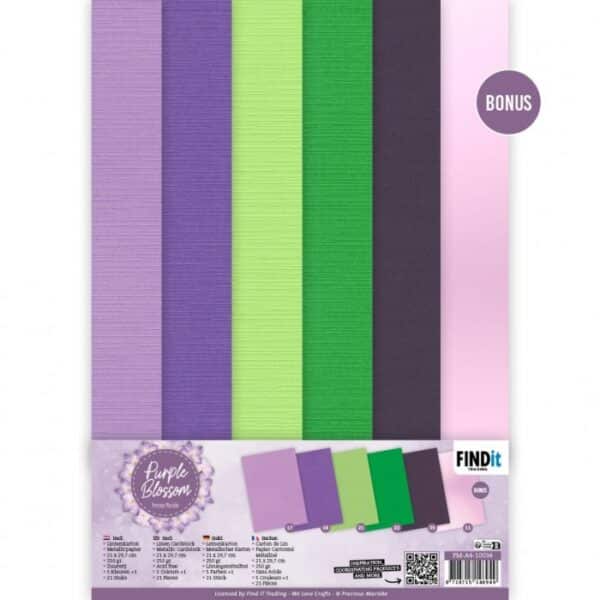 Linen Cardstock Pack - Precious Marieke - Purple Blossom - A4 PM-A4-10034