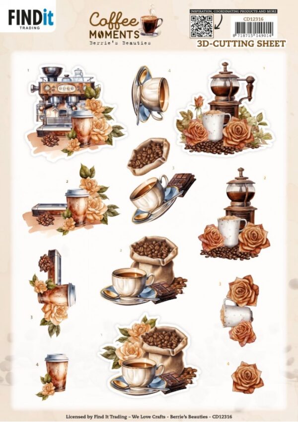 3D Cutting Sheet - Berries Beauties - Coffee Moments - Coffee Machine CD12316