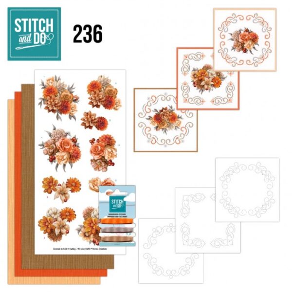 Stitch and Do 236 Yvonne Creations - Orange Floral STDO236