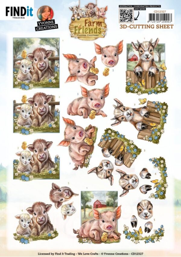 3D Cutting Sheet - Yvonne Creations - Farm Friends - PigCD12327