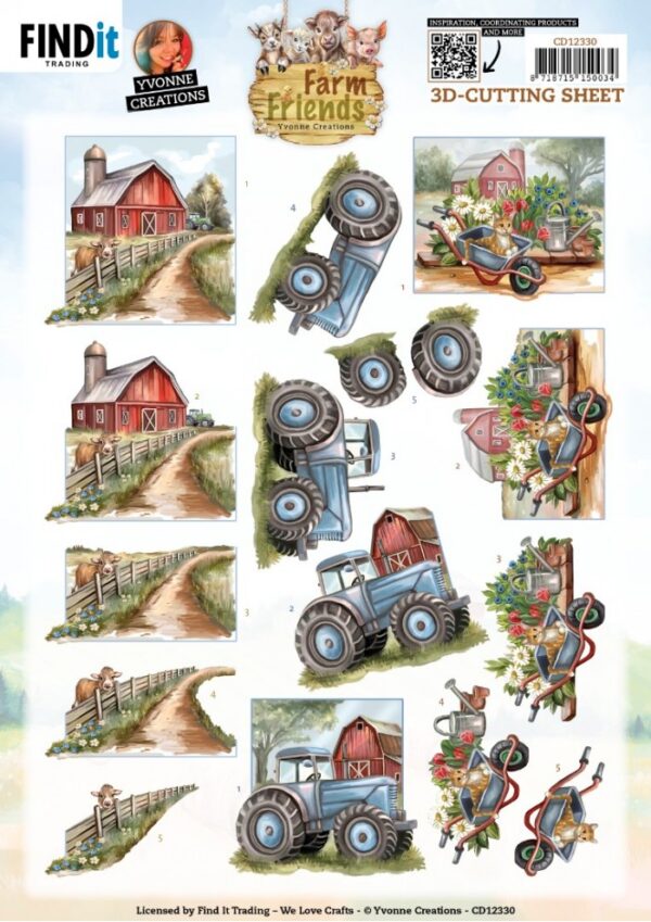 3D Cutting Sheet - Yvonne Creations - Farm Friends - FarmyardCD12330