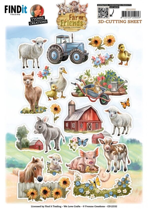 Cutting Sheet - Yvonne Creations - Farm Friends - Small Elements CD12332