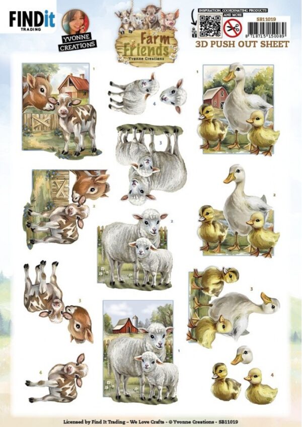 3D Push out Sheet - Yvonne Creations - Farm Friends - Mother and Child SB11019