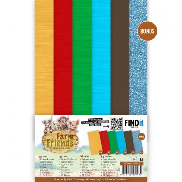 Linen Cardstock Pack - Yvonne Creations - Farm Friends - 4KYC-4K-10031